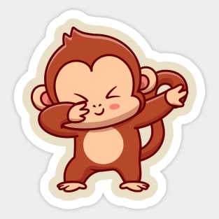 Cute Monkey Dabbing Cartoon Sticker